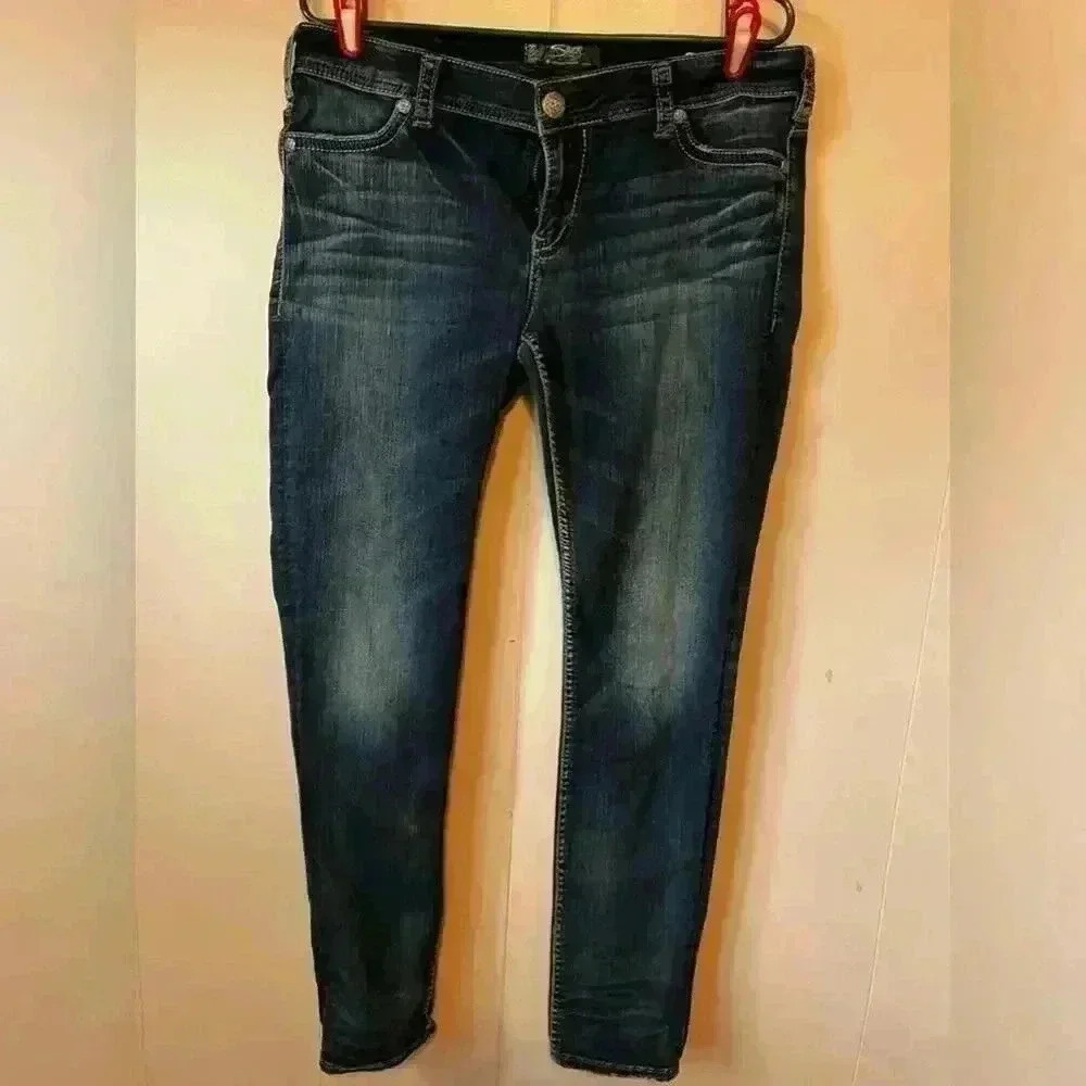 Silver Super Skinny Stretch Suki Mid Jeans Womens Sz W32 x L31 - Picture 2 of 8